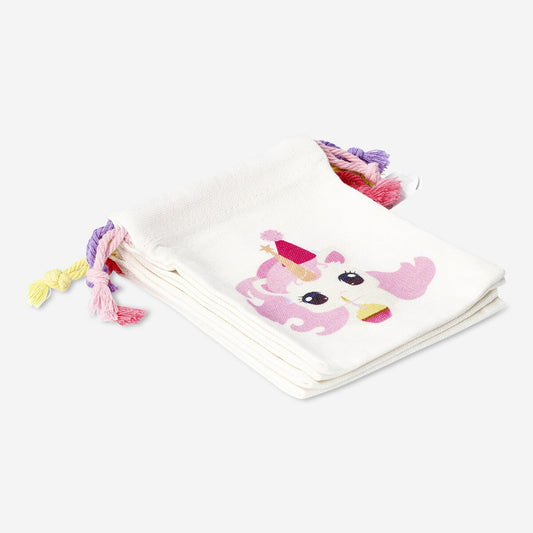 Cotton gift bags with birthday animals - 4 pcs
