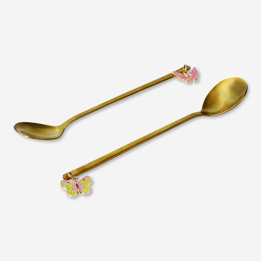 Gold dessert spoons with butterflies - 2 pcs