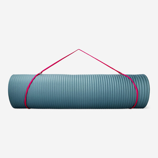 Green exercise mat with carry strap