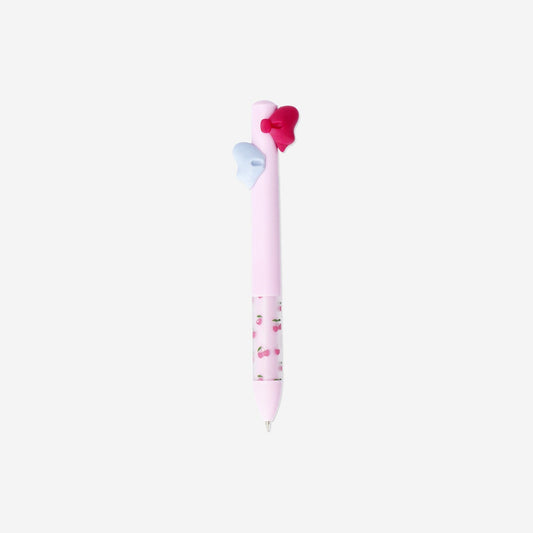 Multi coloured ballpoint pen with bow topper