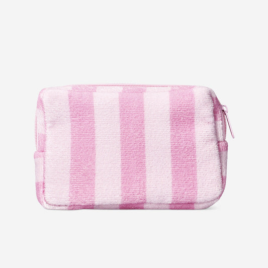 Roze cosmeticatas met strepen en ananasopdruk