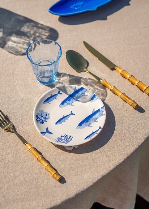 Plate with blue fish print - 16 cm Kitchen Flying Tiger Copenhagen 