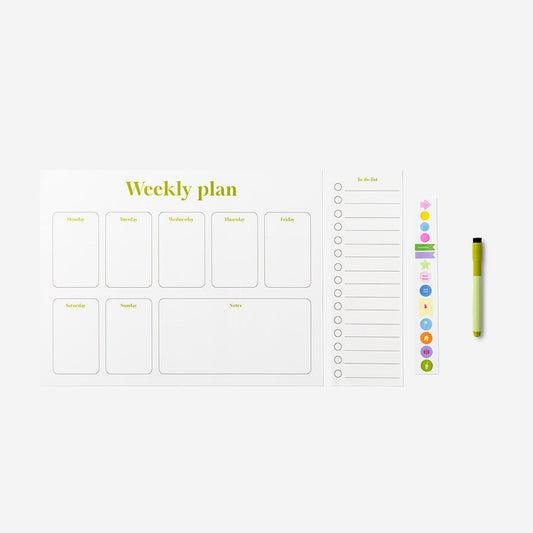 Sticky planner pad with stickers and marker - English