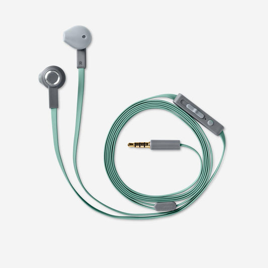 Écouteurs verts avec prise et microphone
